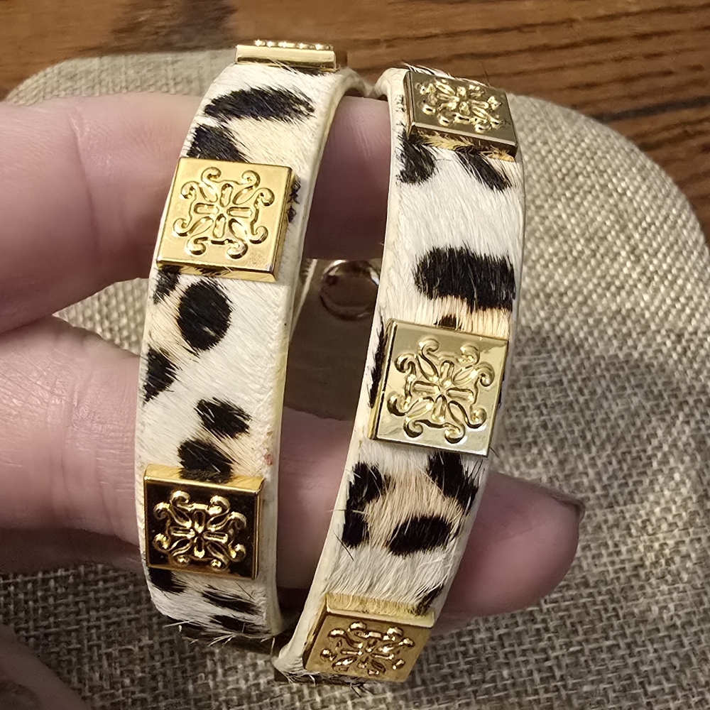 Rustic Cuff Calfhair Adjustable Stackable Leather… - image 2